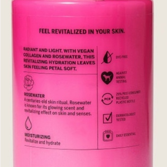 NWT Victoria’s Secret PINK Rosewater + Vegan Collagen Revitalizing Body Lotion - Picture 5 of 7